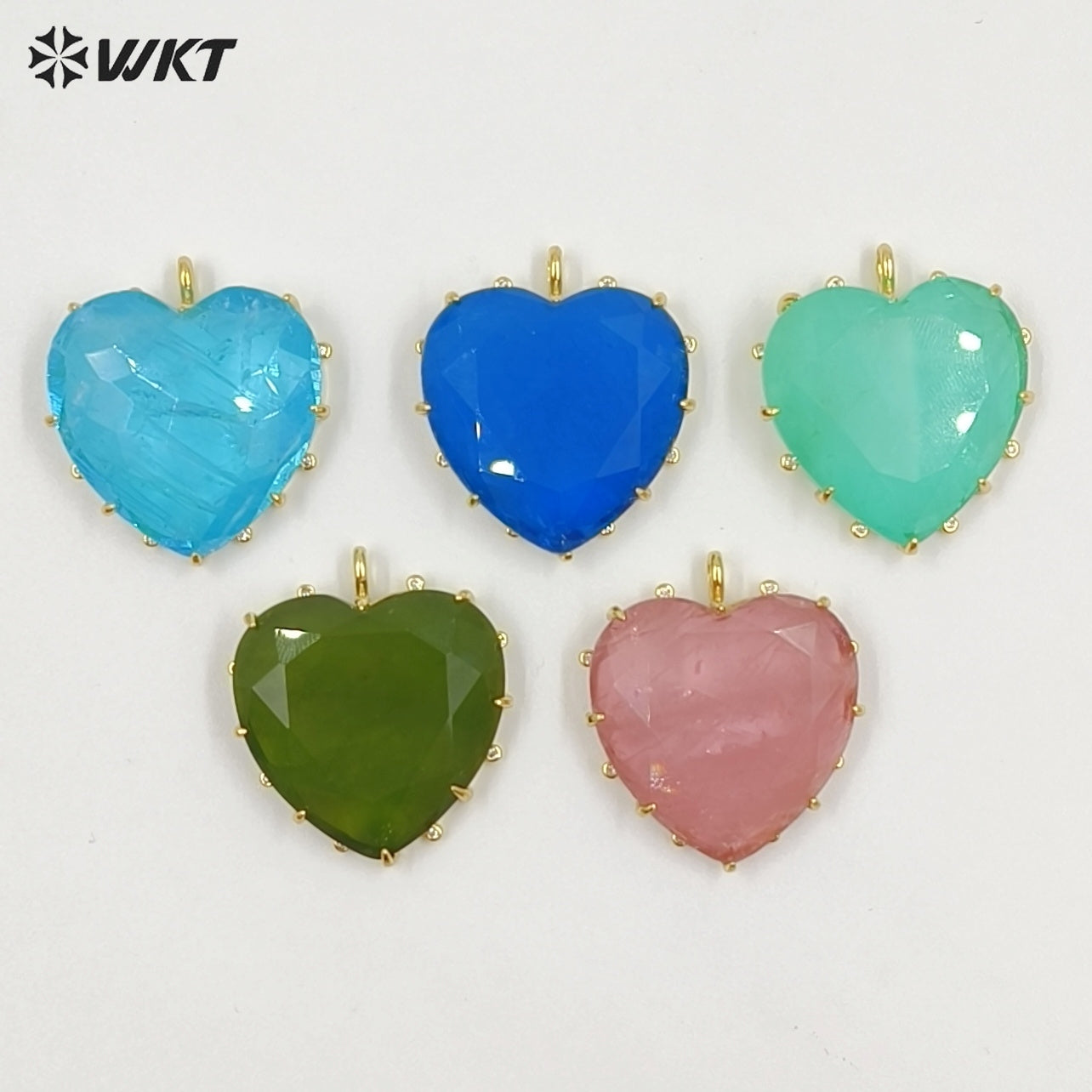 WT-P2101 Newest Popular Charms Gold Electroplated Colorful Stones Heart Shape Pendants As Women Romantic Jewelry Presents