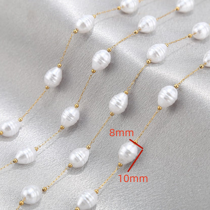 WT-STS020 Newest Fashion Artificial Pearl Flower Cross And Shell Moon Shape Stainless Steel Chain For Lady Bracelet Making