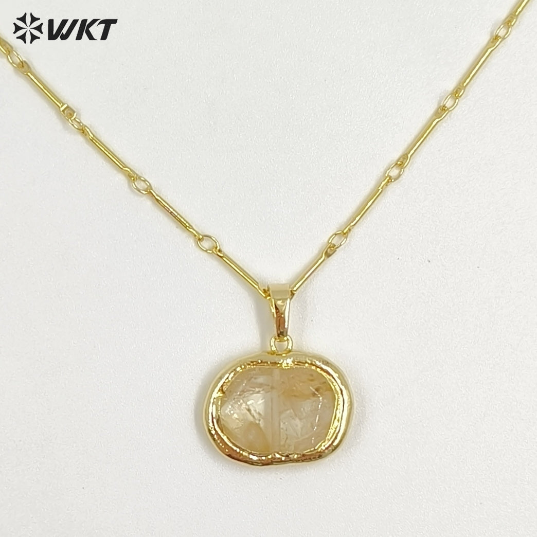 WT-N1184 Newest Natural Amethyst Pendant Necklace Amazonite Pendant Necklace Women Stylish Natural Strawberry Quartz Necklace