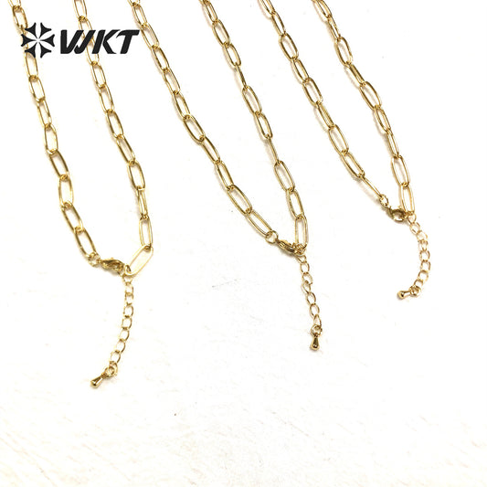 WT-BFN025 WKT Beautiful and Elegant High Quality Punk Choker Women Gold Electroplated Big Link Chain Necklace Metal Necklace