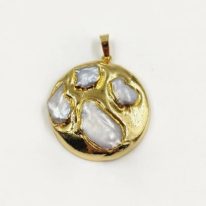 WT-P1942 Hot Sale Fashion Design Colorful NaturalTourmaline/Fluorite/Biwa Pearl High Quality for Necklace Round Pendant