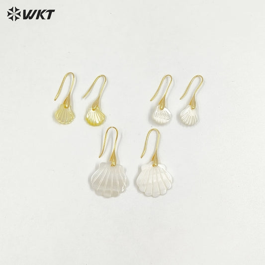 WT-MPE161 Newest Summer Holiday Style Elegant Vintage Women Scallop Shell Dangle Earrings For Sea Travel