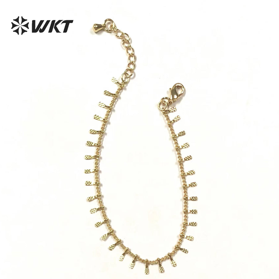 WT-JF336 WKT Amazing Exquisite Gold Plated Brass Mini Leaf Bracelets Lady Wrist Bracelet Jewelry Lobster Clasp