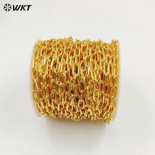 WT-BC234 New Styles 18K Real Gold Plated Paperclip Chain DIY Welded Gold Circular Cross Chain Accessories