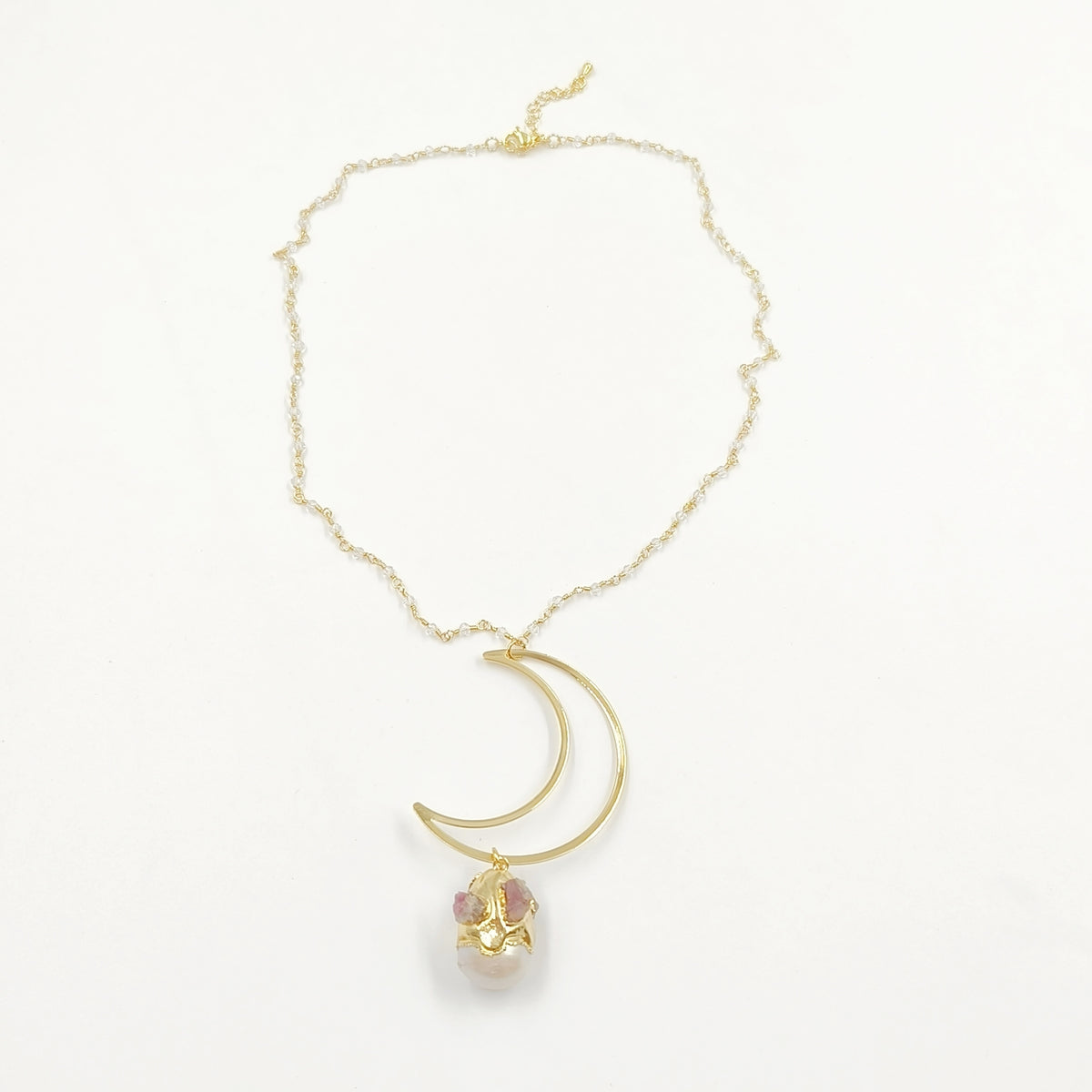 WT-JN244 Wholesale Vintage Baroque Pearl Trendy Stone 18k Chain Gold Plated Exquisite High Quality Pendant Beads Necklace
