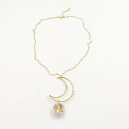 WT-JN244 Wholesale Vintage Baroque Pearl Trendy Stone 18k Chain Gold Plated Exquisite High Quality Pendant Beads Necklace