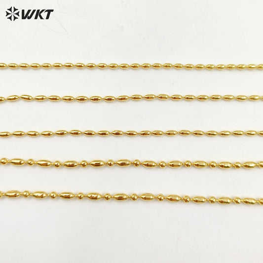 WT-BFN061 Wholesale Newest Design 18k Real Gold Plated Bamboo Beads Resist Tarnishable Metal Jewelry Chain Necklace for Pendants