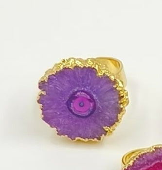 WT-R300 New Arrival Colorful Druzy Agate Rings 24K Gold Plated Rings Multi-color Optional New Design Rings