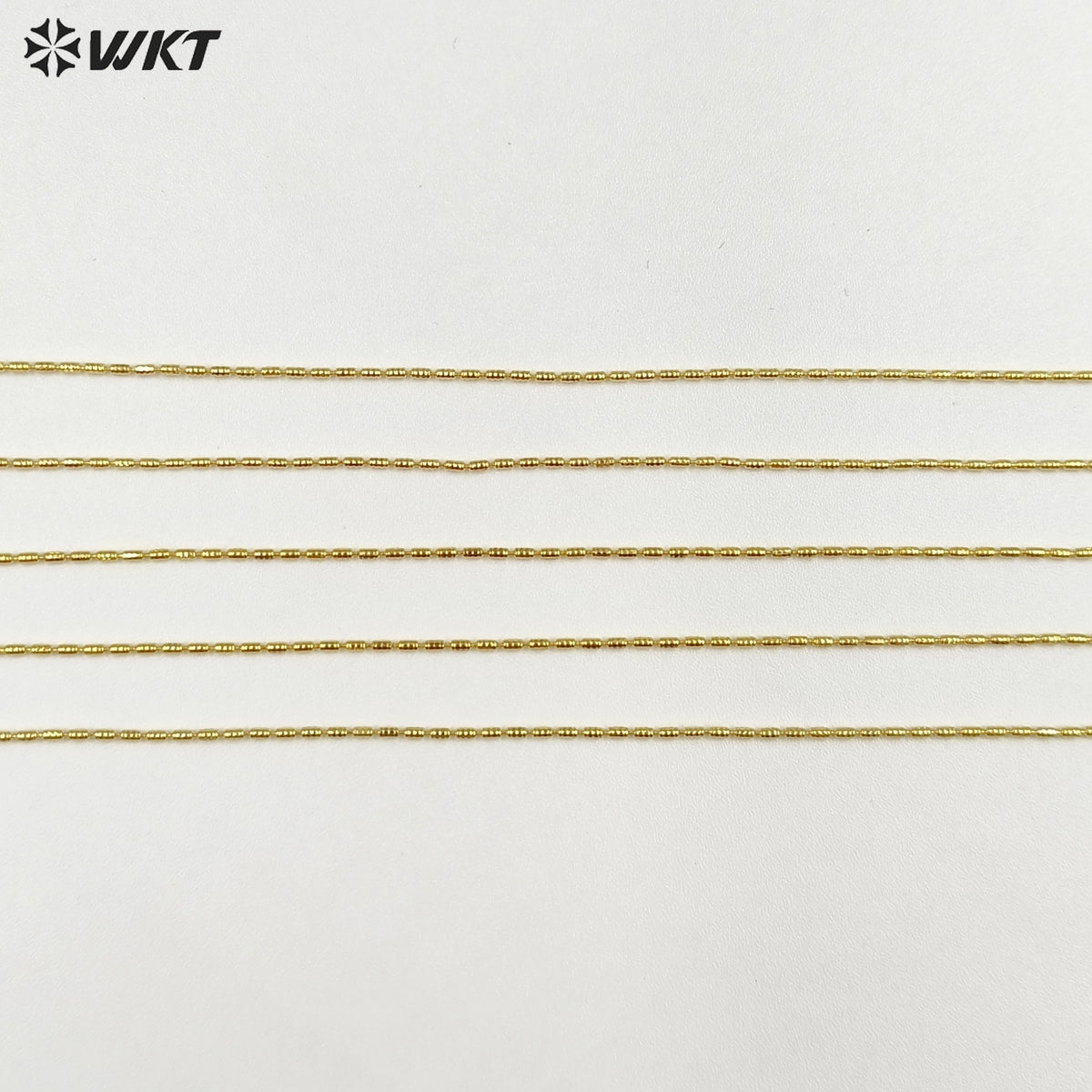WT-JFN50 Top Quality Simple Classic 18K Gold Electroplated Yellow Brass Metal Fine Handmade Little Long Beads Chain Necklace