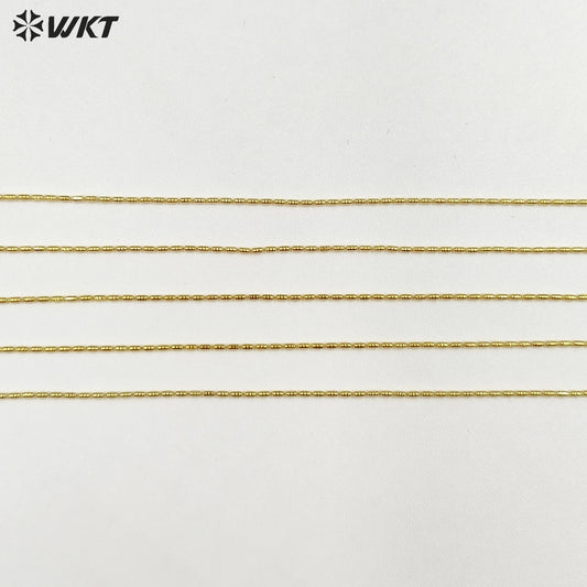 WT-JFN50 Top Quality Simple Classic 18K Gold Electroplated Yellow Brass Metal Fine Handmade Little Long Beads Chain Necklace