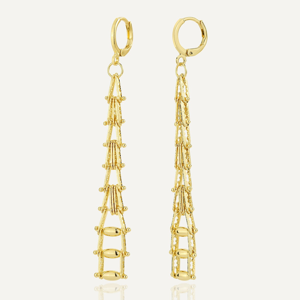 WT-E827 Unique Exquisite 18K Gold Plated Yellow Brass Long Earrings For Women Trendy Elegant Style Daily Wearing Jewelry