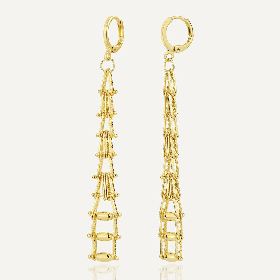 WT-E827 Unique Exquisite 18K Gold Plated Yellow Brass Long Earrings For Women Trendy Elegant Style Daily Wearing Jewelry