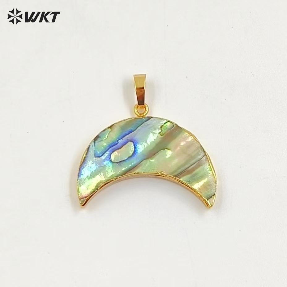WT-JP304 European and American Style 18k Golg Plated Abalone Crescent Pendant for Bracelet Necklace Natural Shell Pendant