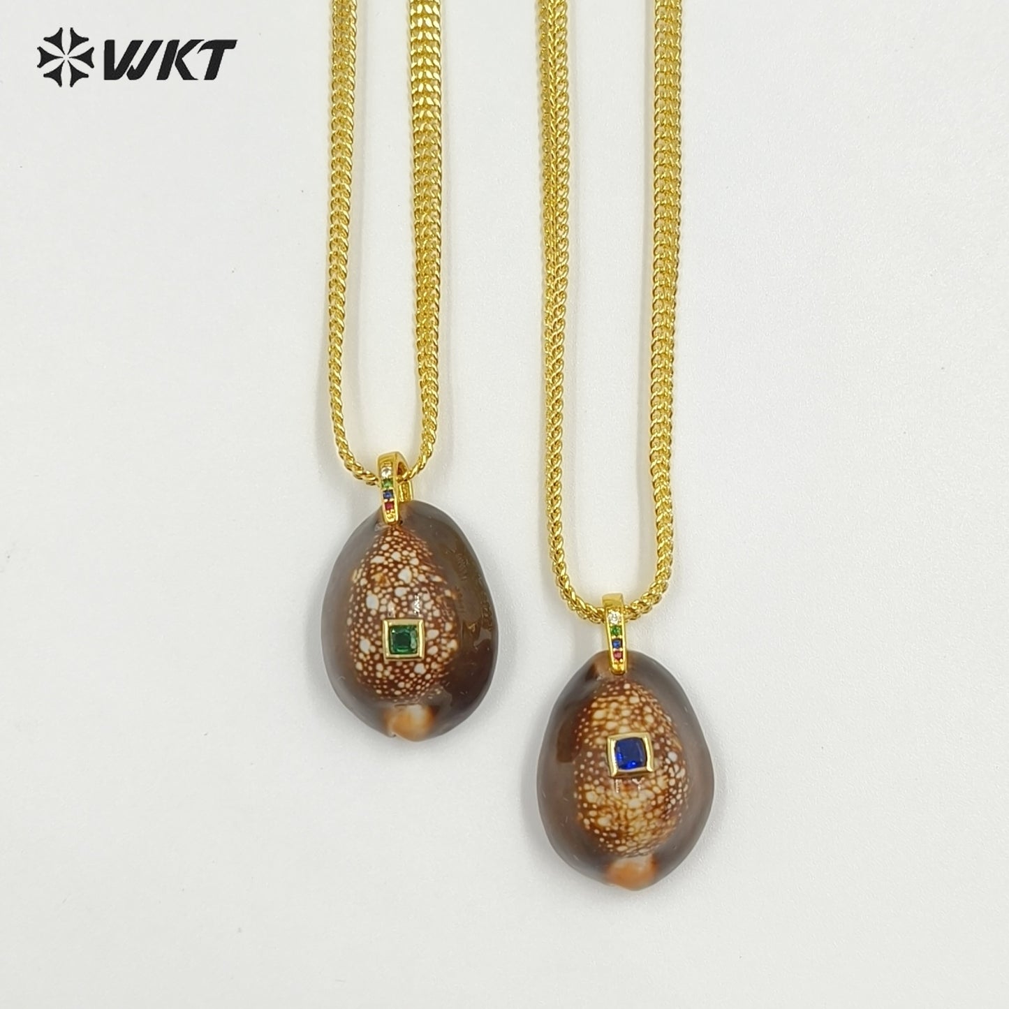 WT-JN386 Newest Minimalism Gold Electroplated Chain With Snow Mountain Cowrie Shell Pendant Necklace For Girl Summer Wearing