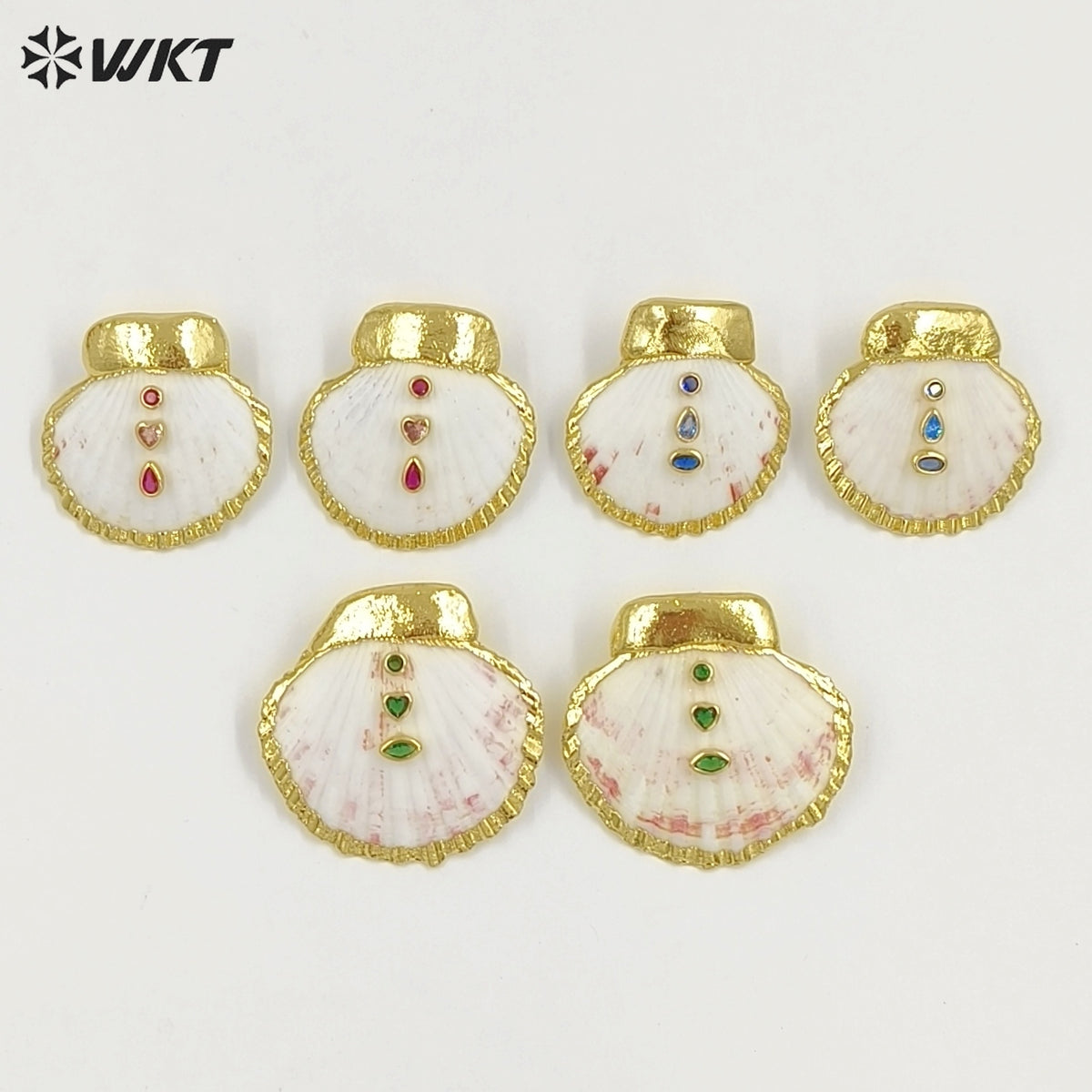 WT-MPE187 High Quality Trendy Gold Electroplated Natural Scallop Shell Earrings For Women Beach Vacation Matching Jewelry