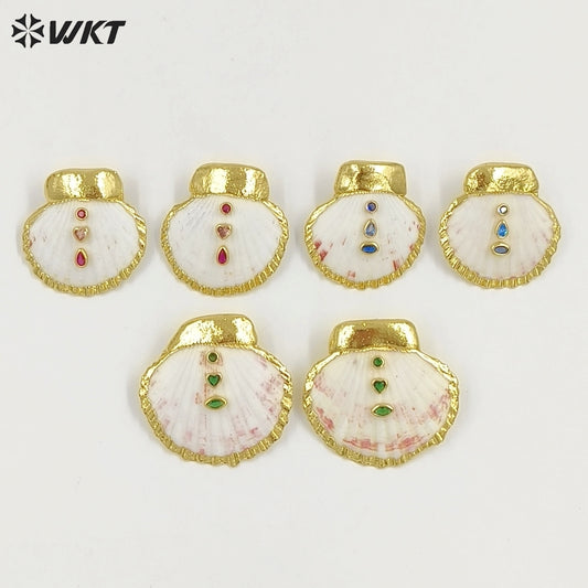 WT-MPE187 High Quality Trendy Gold Electroplated Natural Scallop Shell Earrings For Women Beach Vacation Matching Jewelry