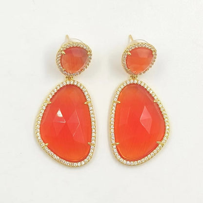 WT-E206 Wholesale Fashion Hot Sales Candy Color Summer Micro Pave Cat Eye Stone Earrings With Zircon Around for Women