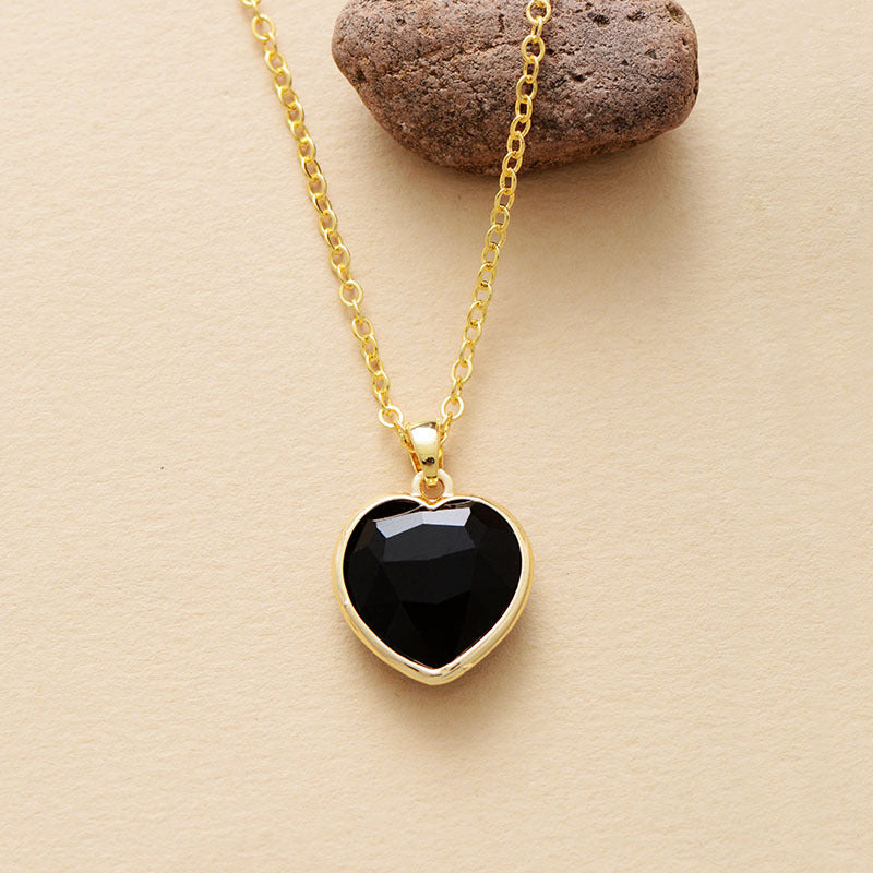 WT-N1486 Exquisite Gemstones Women Jewelry Heart Shape Amethyst Stone Necklace Gold Plated 18 Inches Chain Resist Tarnishable
