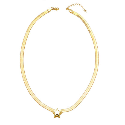 WT-JFN23 WKT Design Beautiful and Classical Style Star Shape Brass and Silver 18K Gold Plated Metal Necklace for Anniversity