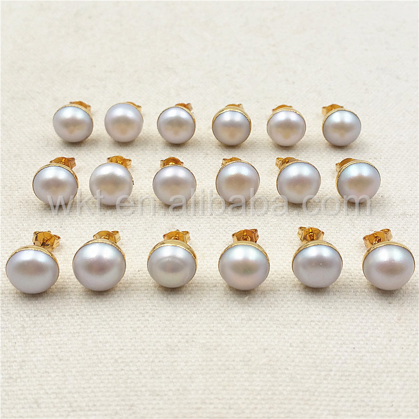 WT-E304 Fashion Pearl Studs Earrings for Women Jewelry Gift,10mm Round Freshwater Pearl Stud Earrings in High Quality Wholesale