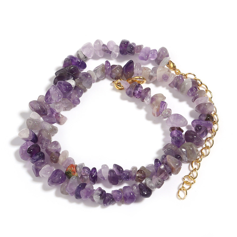 WT-N1438 45cm+5cm Extend Chain Long Gemstone Casual Long Statement Necklace Natural Chips Stone Necklace