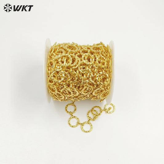 WT-BC262 High Quality Gold Plated Yellow Brass Chain Big Round Circle Simple Classical Style For Ladies Bracelet Design