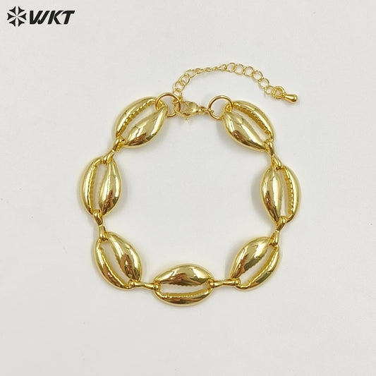 WT-JF370 Wholesale Popular 18K Gold Plated Yellow Brass Shell Shape Metal Women Bracelets For Wedding Jewelry Accessories