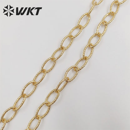 WT-BC190 Newest 18k Real Gold Plated Resist Tarnishable Big Link Hammer Chain for Necklace Making Lady Jewelry Findings Chain