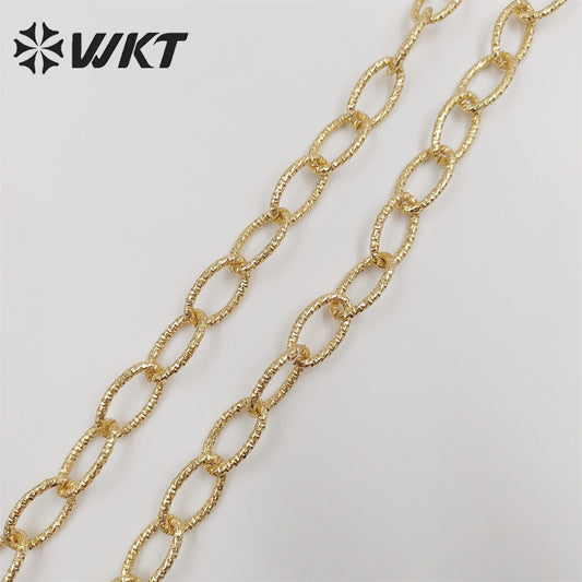 WT-BC190 Newest 18k Real Gold Plated Resist Tarnishable Big Link Hammer Chain for Necklace Making Lady Jewelry Findings Chain