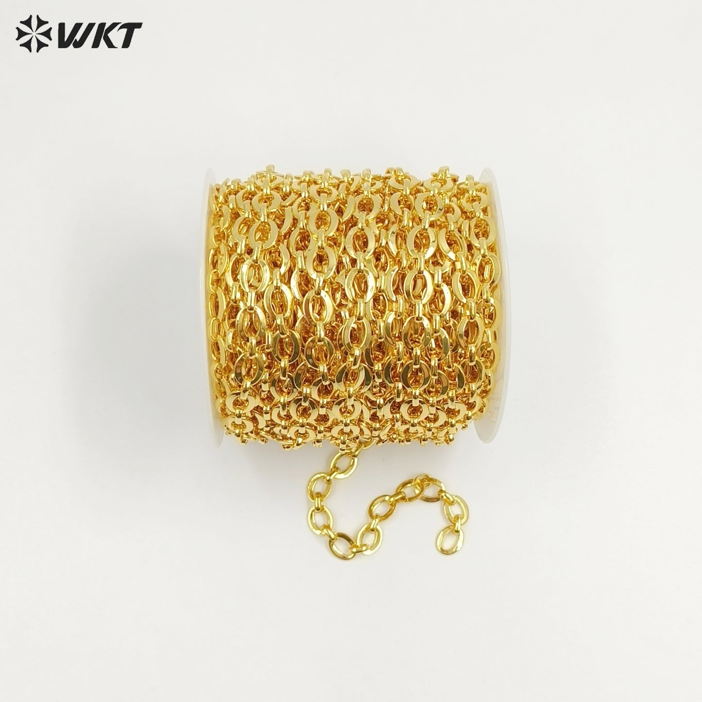 WT-BC254 Wholesale 18K Gold Electroplated Metal Yellow Brass Chain Accessories Big Long Oval Shape For Jewelry DIY Making