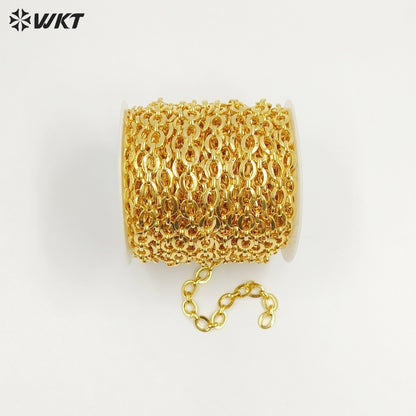 WT-BC254 Wholesale 18K Gold Electroplated Metal Yellow Brass Chain Accessories Big Long Oval Shape For Jewelry DIY Making