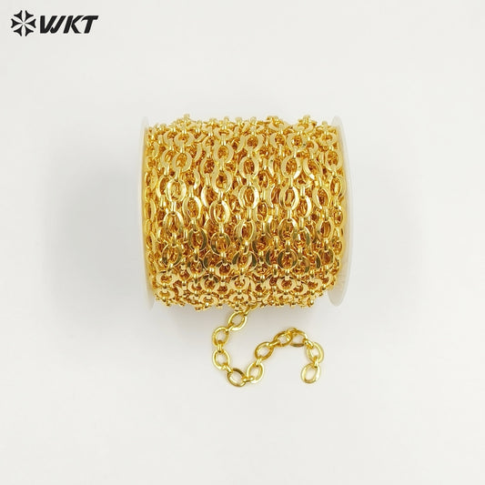 WT-BC254 Wholesale 18K Gold Electroplated Metal Yellow Brass Chain Accessories Big Long Oval Shape For Jewelry DIY Making