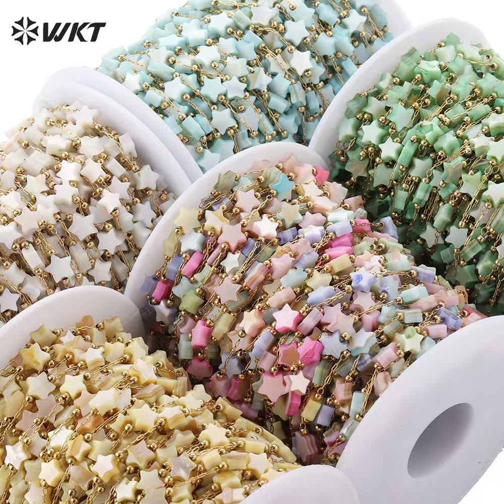 WT-RBC243 Latest Models High Quality Fashion Lucky Shell Stars DIY Rosary Beads Chain Jewelry for Lovely Girls As Special Gift