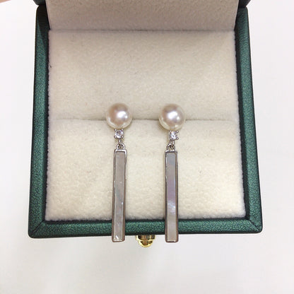 WT-MPE176 High Quality Trendy Gold and Silver Color Round Mother Of Pearl Long Pendants Earrings For Girls Party Jewelry