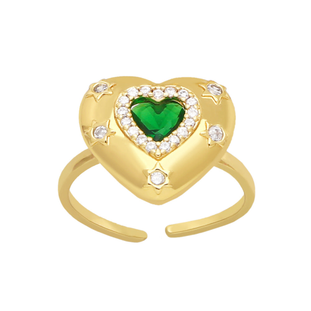 WKT-MVR042 High Quality Heart Shaped Ring for Women in Europe and America Fashionable Personality Open Index Finger Ring
