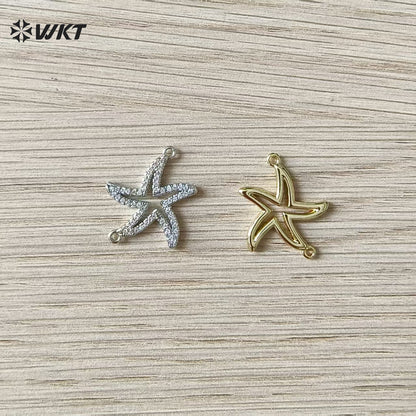 WT-MP323 New Sales Ocean Series 18K Gold Plated Yellow Brass Metal Starfish Shape Charms Pendant For DIY Jewelry Accessories
