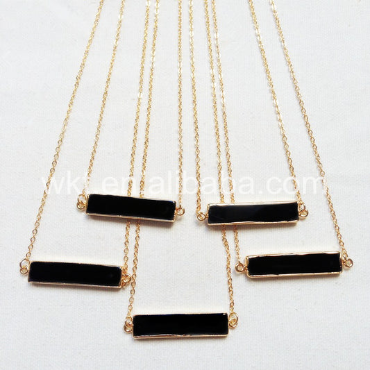 WT-N719 WKT Wholesale Fashion Style Rectangle Shape Necklace Generous Black Agate Necklace