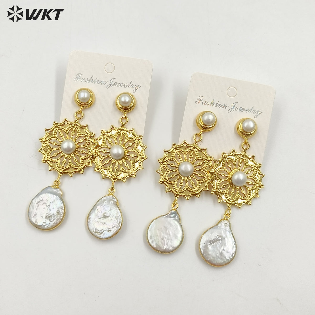 WT-MPE128 Amazing Design Long Dangle Gorgeous Natural White Pearl Handmade Women Drop Earrings for Wedding Studs