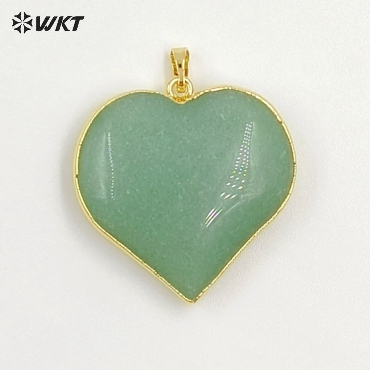 WT-P2126 Popular Romantic Style Gold Electroplated Natural Gemstone Heart Shape Pendants For Women Lovely Handmade Necklace DIY