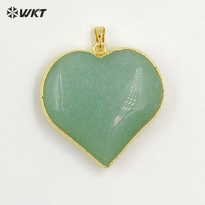 WT-P2126 Popular Romantic Style Gold Electroplated Natural Gemstone Heart Shape Pendants For Women Lovely Handmade Necklace DIY