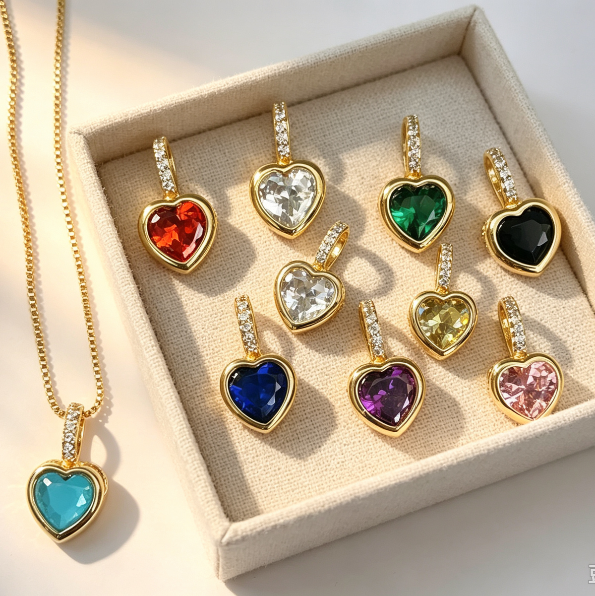 WT-MN1008 Sparkling 18K Gold Plated Heart Round Teardrop Shape Zircon Pendants And Necklaces For Women Simple Jewelry Design