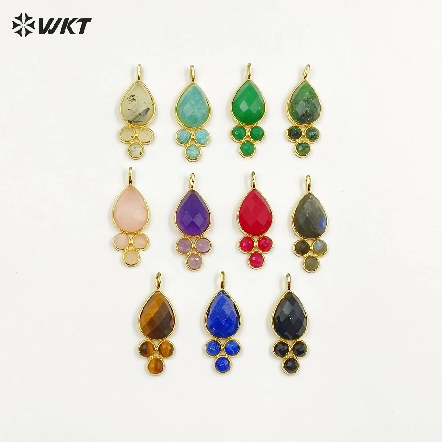 WT-P1944 Amazing Multi Colorful Natural Gemstone Made Pearl Drop 18k Gold Bezel Setting Stone Jewelry Pendant in Kinds of Colors