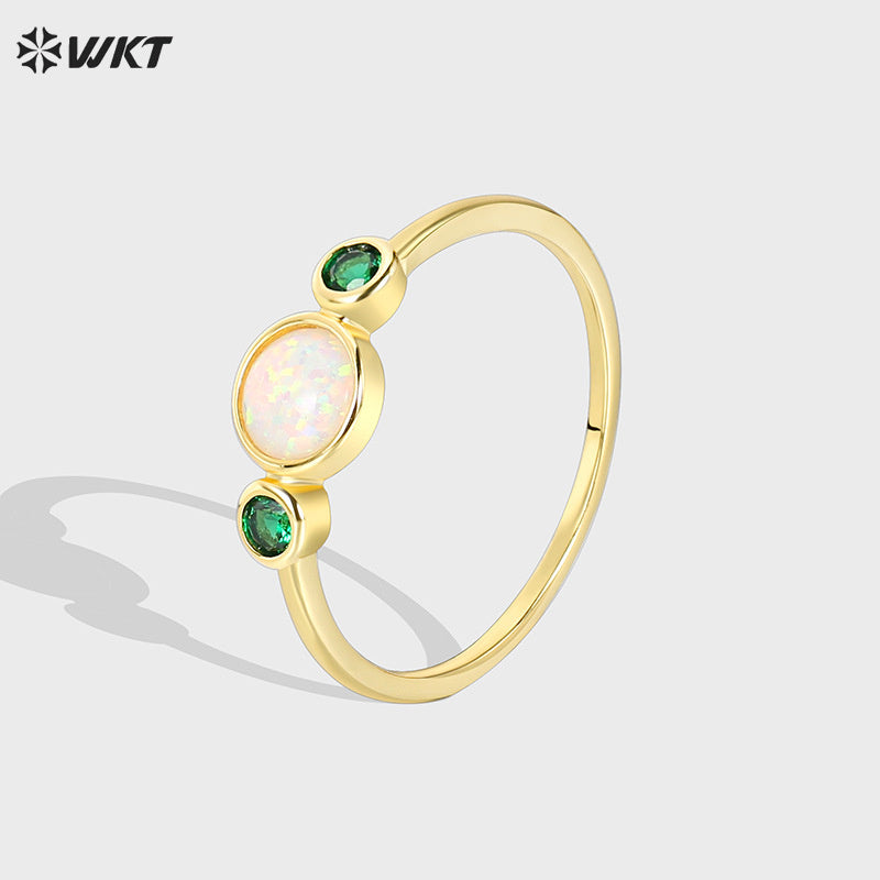 WT-MR035 Green Tiny Zircon and Beautiful Opal Stone Ring Four Size to Choose Women Perfect Match Fine Accessory