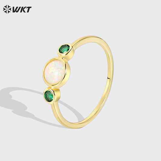 WT-MR035 Green Tiny Zircon and Beautiful Opal Stone Ring Four Size to Choose Women Perfect Match Fine Accessory