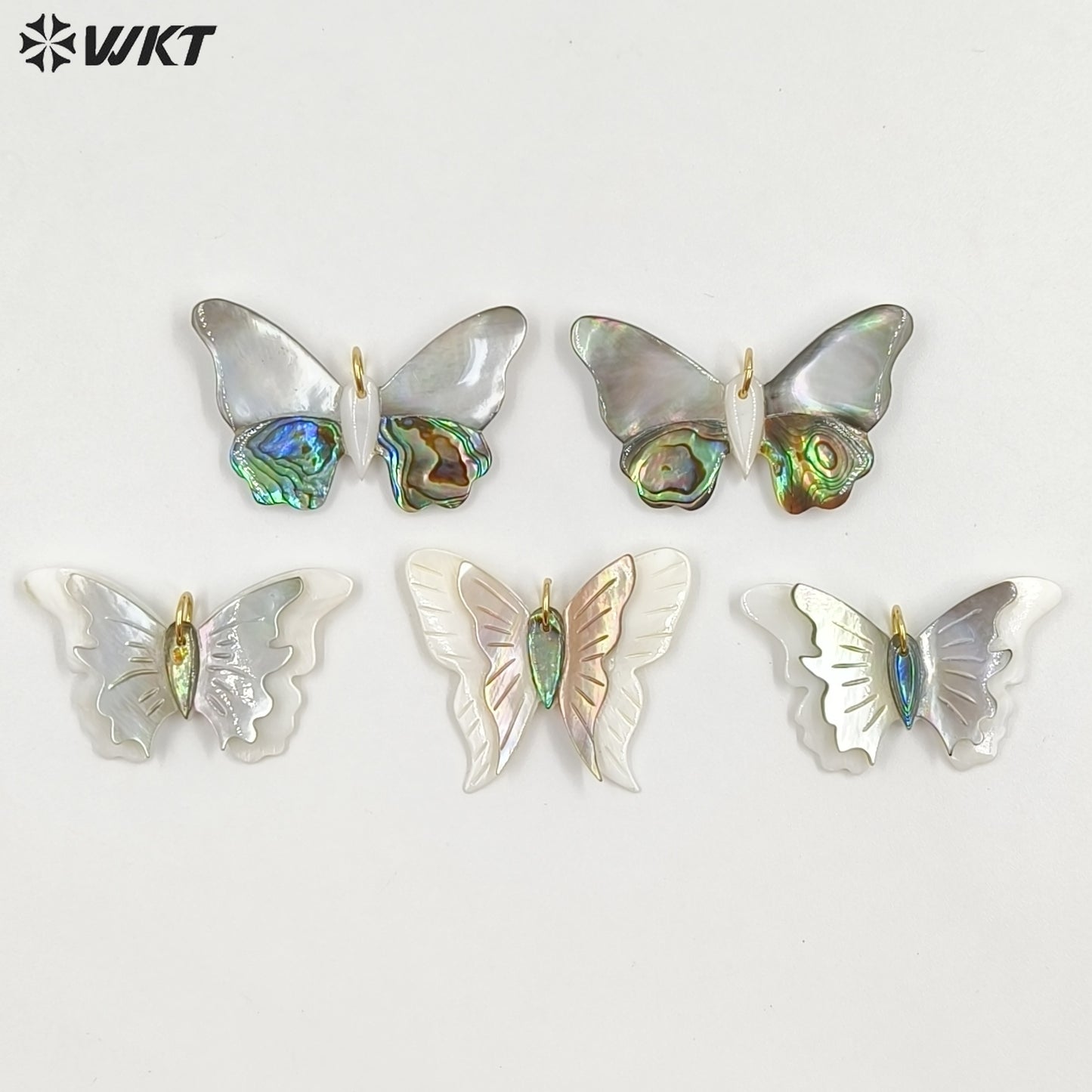 WT-JP466 Beautiful Vaious Designs Natural Shell Butterfly Shape Girl Gold Pendants For Lovely Handmade Necklace Findings