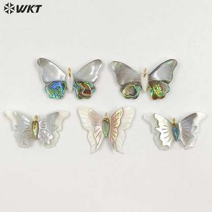 WT-JP466 Beautiful Vaious Designs Natural Shell Butterfly Shape Girl Gold Pendants For Lovely Handmade Necklace Findings
