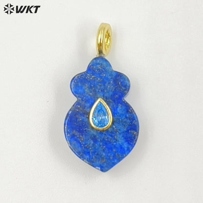 WT-P2058 Exclusive Design Zircon And Natural Gemstones Gourd Shape Pendants For Female Handmade Necklace DIY Accessory