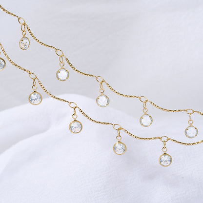 WT-RBC242 Beautiful Simple Elegant and Fresh Style New Design Heart and Star Shape Crystal Charms Brass Chain DIY for Necklace