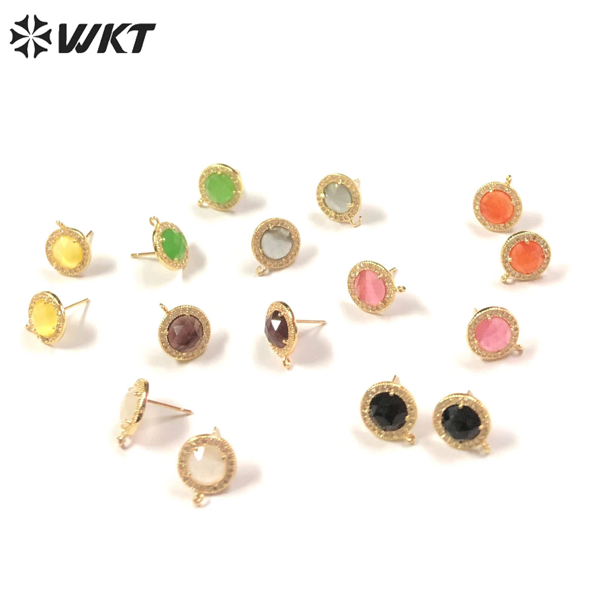 ME083 Cute Colorful Natural Gemstone Cat Eye Earrings Cubic Zircon Earrings Elegant Women Natural Gemstone Ring