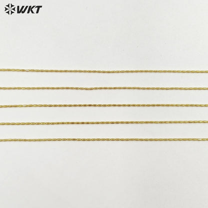 WT-JFN50 Top Quality Simple Classic 18K Gold Electroplated Yellow Brass Metal Fine Handmade Little Long Beads Chain Necklace
